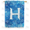 America Forever Icy Snowflakes Monogram House Flag