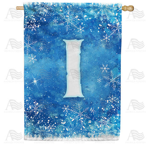 America Forever Icy Snowflakes Monogram House Flag