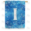 America Forever Icy Snowflakes Monogram House Flag