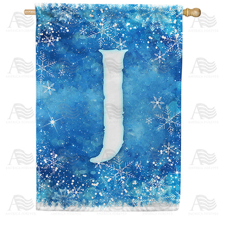America Forever Icy Snowflakes Monogram House Flag