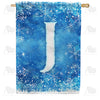 America Forever Icy Snowflakes Monogram House Flag