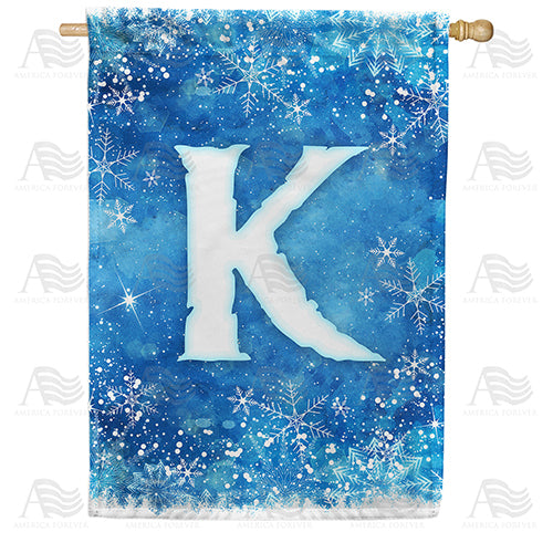 America Forever Icy Snowflakes Monogram House Flag