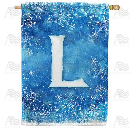 America Forever Icy Snowflakes Monogram House Flag