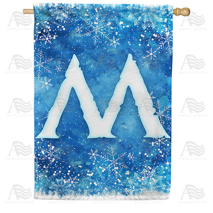 America Forever Icy Snowflakes Monogram House Flag