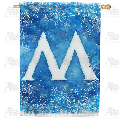 America Forever Icy Snowflakes Monogram House Flag