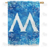 America Forever Icy Snowflakes Monogram House Flag