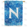 America Forever Icy Snowflakes Monogram House Flag