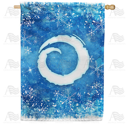 America Forever Icy Snowflakes Monogram House Flag