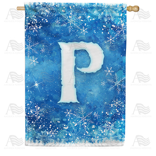 America Forever Icy Snowflakes Monogram House Flag