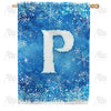 America Forever Icy Snowflakes Monogram House Flag