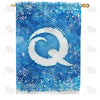 America Forever Icy Snowflakes Monogram House Flag