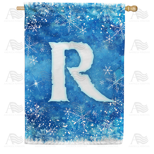 America Forever Icy Snowflakes Monogram House Flag