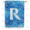 America Forever Icy Snowflakes Monogram House Flag