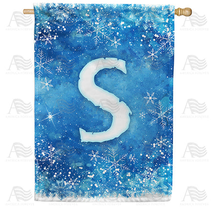 America Forever Icy Snowflakes Monogram House Flag