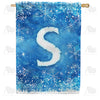 America Forever Icy Snowflakes Monogram House Flag