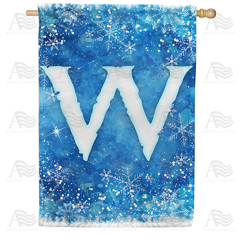 America Forever Icy Snowflakes Monogram House Flag