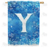 America Forever Icy Snowflakes Monogram House Flag