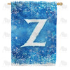 America Forever Icy Snowflakes Monogram House Flag