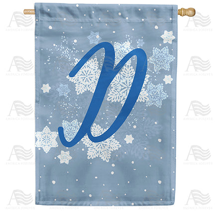 America Forever Blue Winter Monogram House Flag