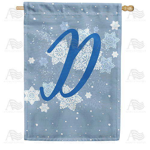 America Forever Blue Winter Monogram House Flag