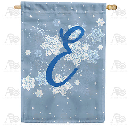 America Forever Blue Winter Monogram House Flag