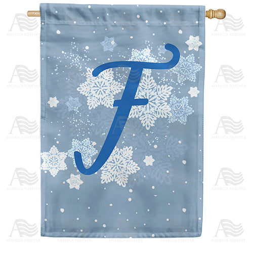 America Forever Blue Winter Monogram House Flag