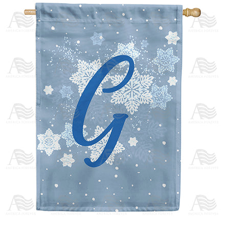 America Forever Blue Winter Monogram House Flag
