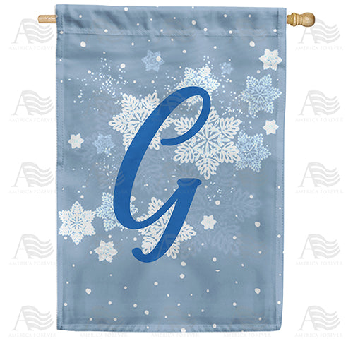 America Forever Blue Winter Monogram House Flag