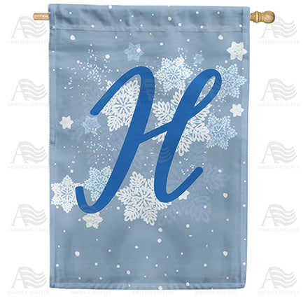 America Forever Blue Winter Monogram House Flag