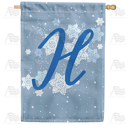 America Forever Blue Winter Monogram House Flag
