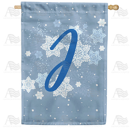 America Forever Blue Winter Monogram House Flag