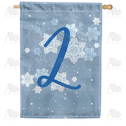 America Forever Blue Winter Monogram House Flag