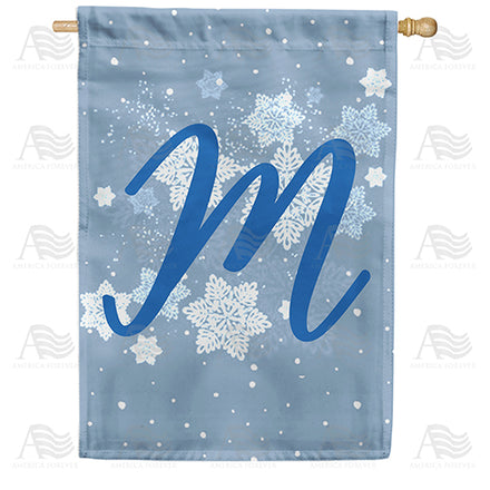 America Forever Blue Winter Monogram House Flag