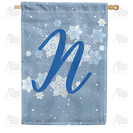 America Forever Blue Winter Monogram House Flag