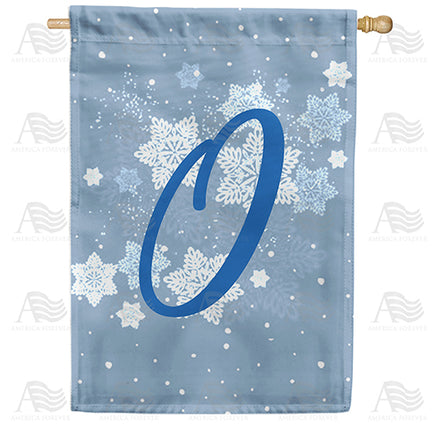 America Forever Blue Winter Monogram House Flag