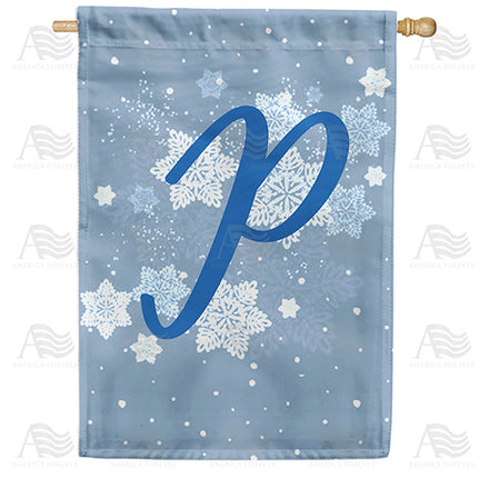 America Forever Blue Winter Monogram House Flag
