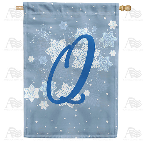 America Forever Blue Winter Monogram House Flag
