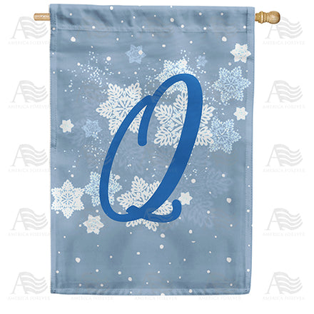 America Forever Blue Winter Monogram House Flag