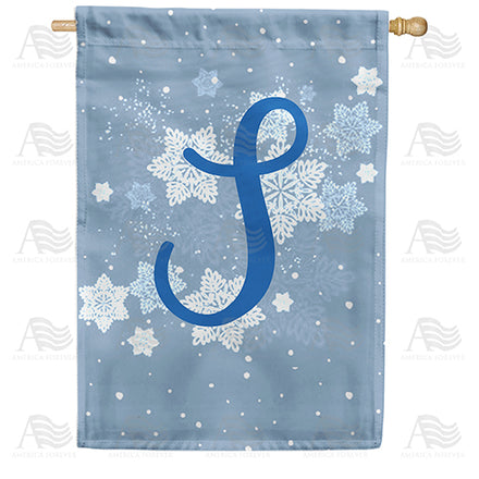 America Forever Blue Winter Monogram House Flag