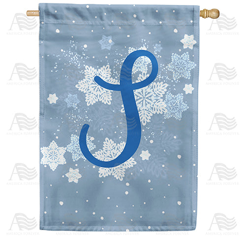 America Forever Blue Winter Monogram House Flag