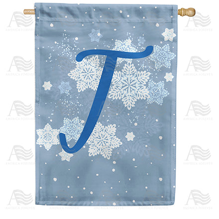 America Forever Blue Winter Monogram House Flag