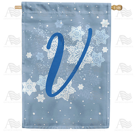 America Forever Blue Winter Monogram House Flag
