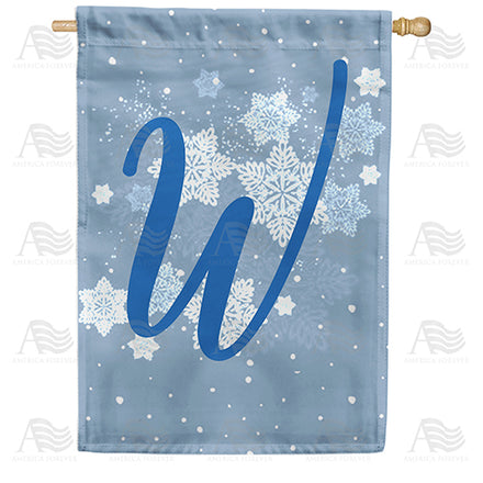 America Forever Blue Winter Monogram House Flag