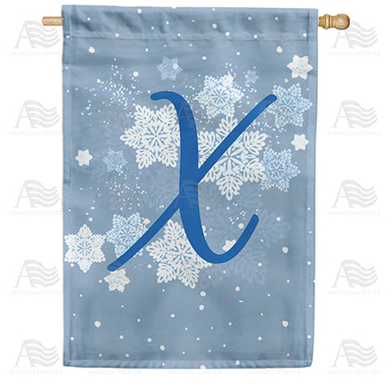 America Forever Blue Winter Monogram House Flag