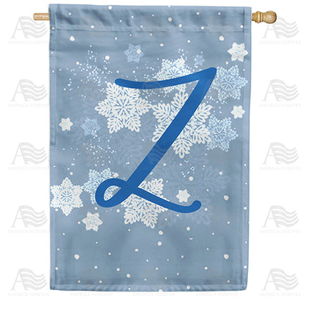 America Forever Blue Winter Monogram House Flag