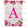 Pink Roses Monogram House Flag