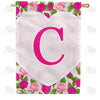 Pink Roses Monogram House Flag