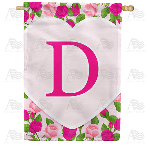 America Forever Pink Roses Monogram House Flag