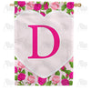 Pink Roses Monogram House Flag