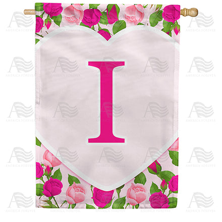 America Forever Pink Roses Monogram House Flag